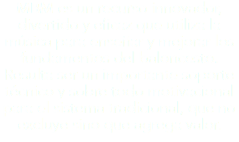 MBM es un recurso innovador, divertido y eficaz que utiliza la música para enseñar y mejorar los fundamentos del baloncesto. Resulta ser un importante soporte técnico y sobre todo motivacional para el sistema tradicional, que no excluye sino que agrega valor.